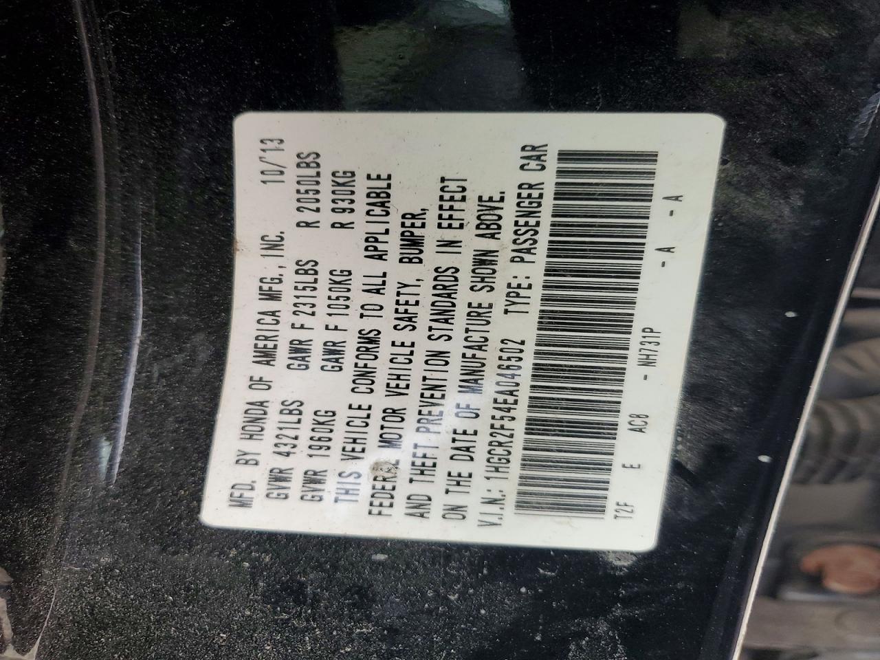 2014 HONDA ACCORD