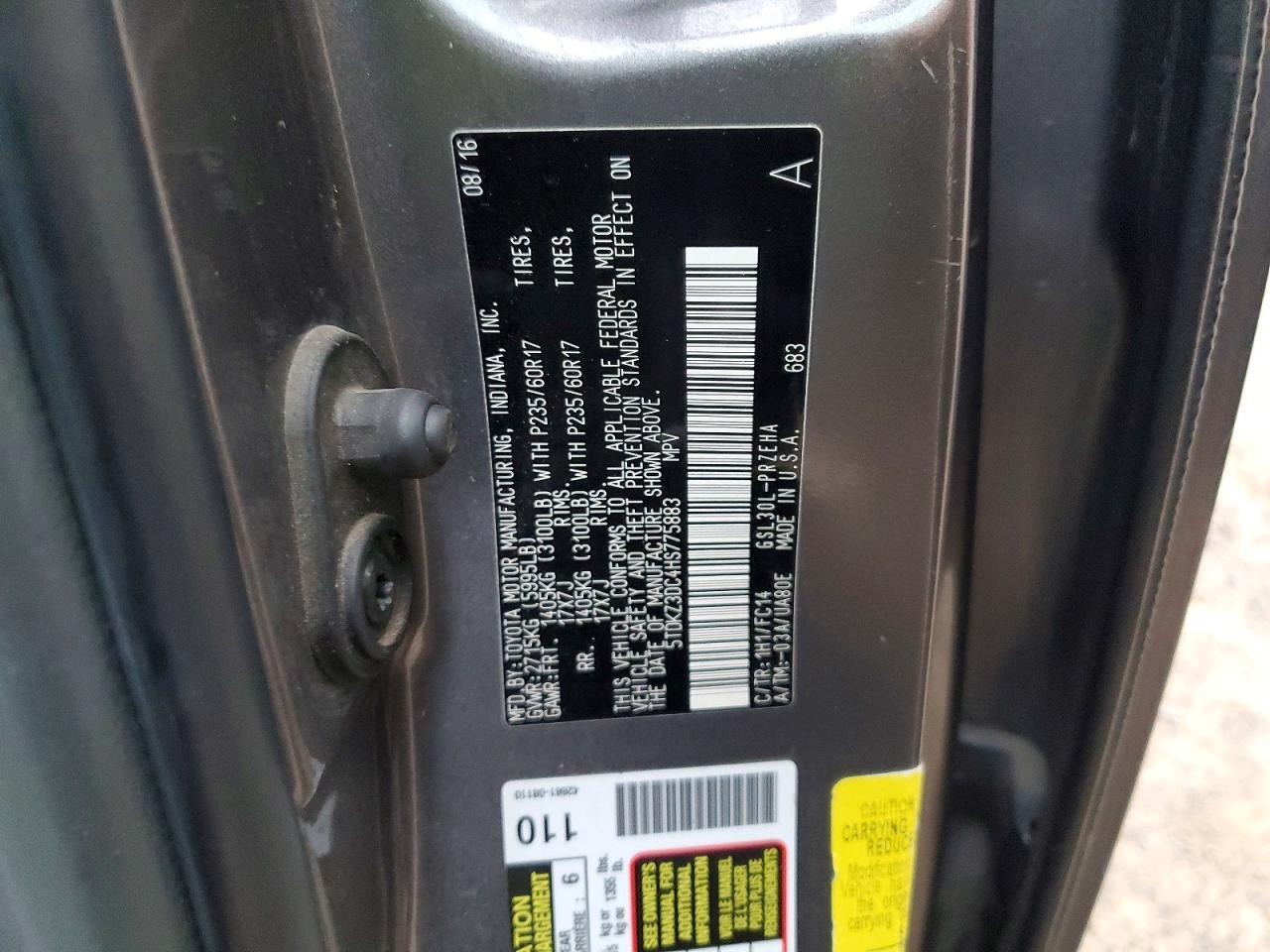 2017 TOYOTA SIENNA