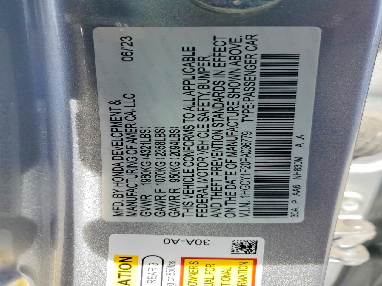 2023 HONDA ACCORD
