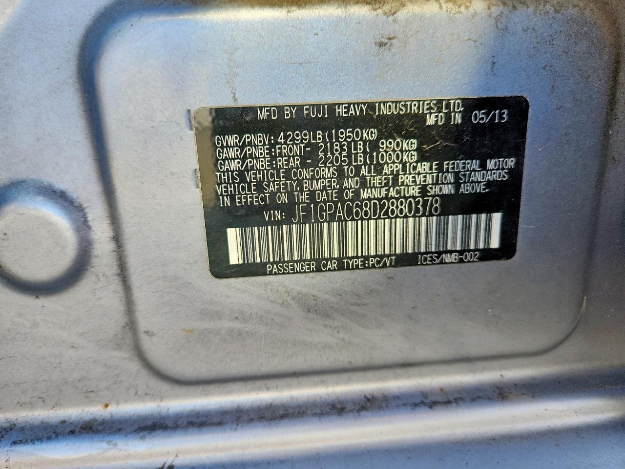 2013 SUBARU IMPREZA