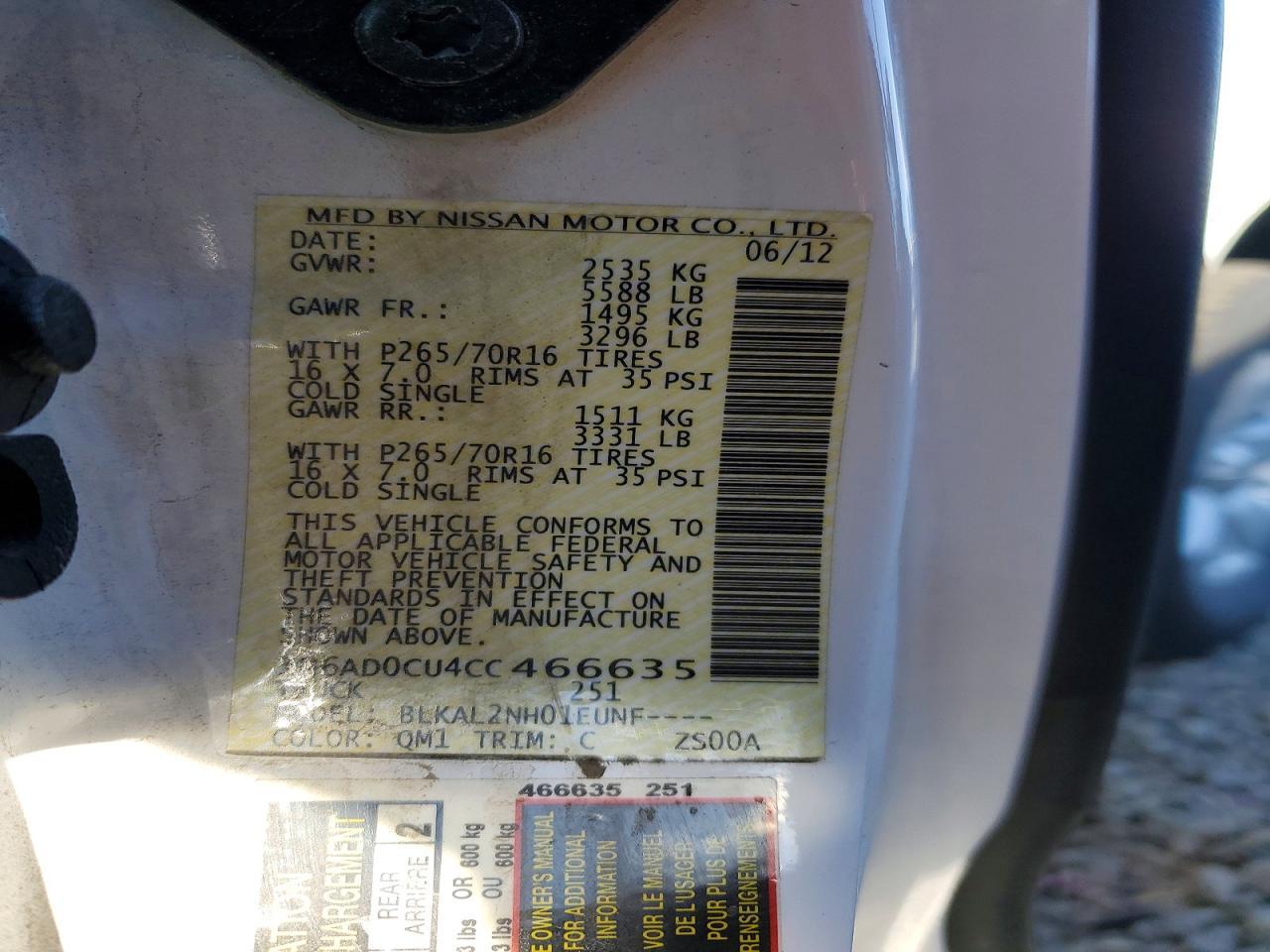 2012 NISSAN Frontier