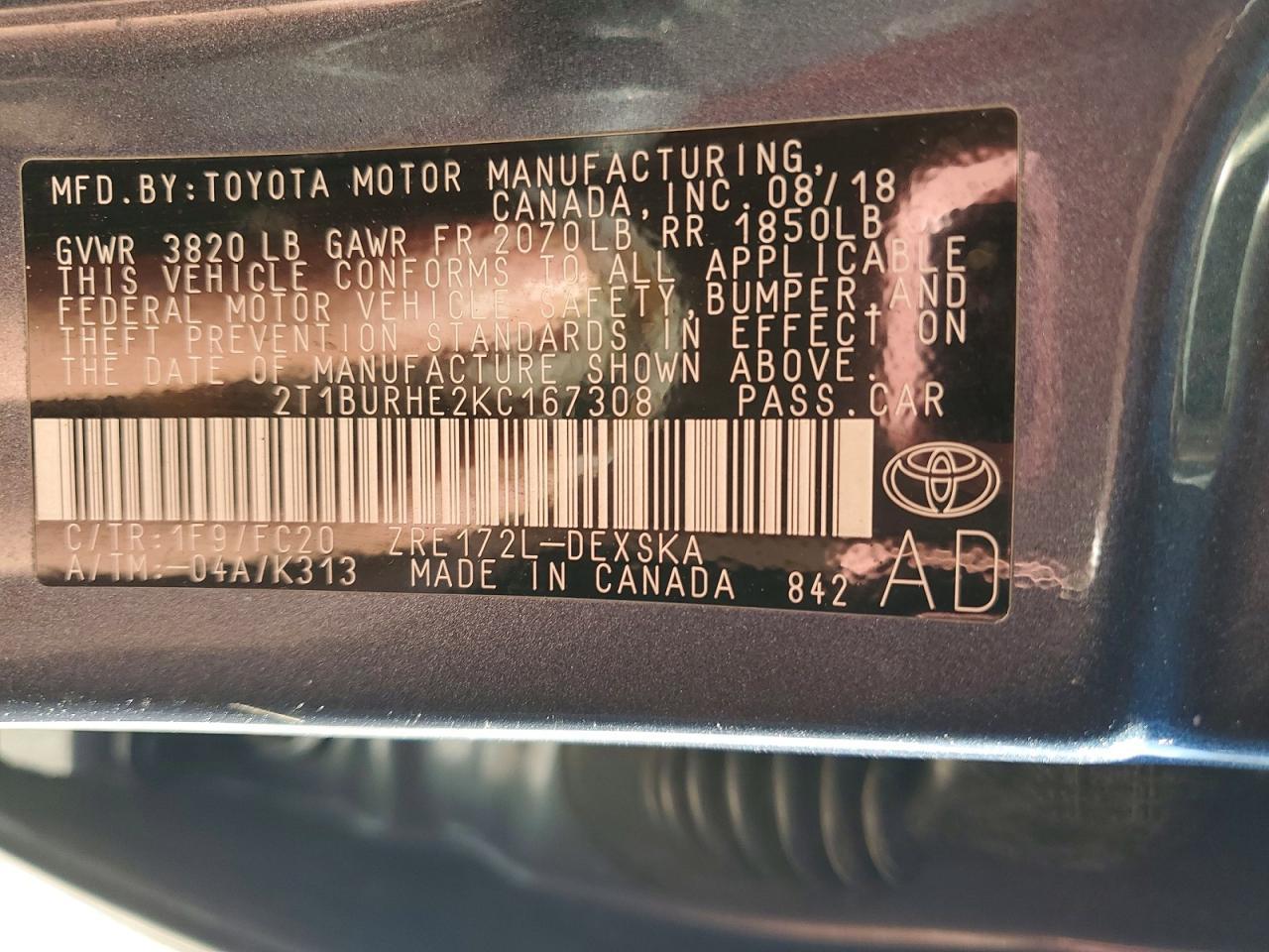 2019 TOYOTA COROLLA