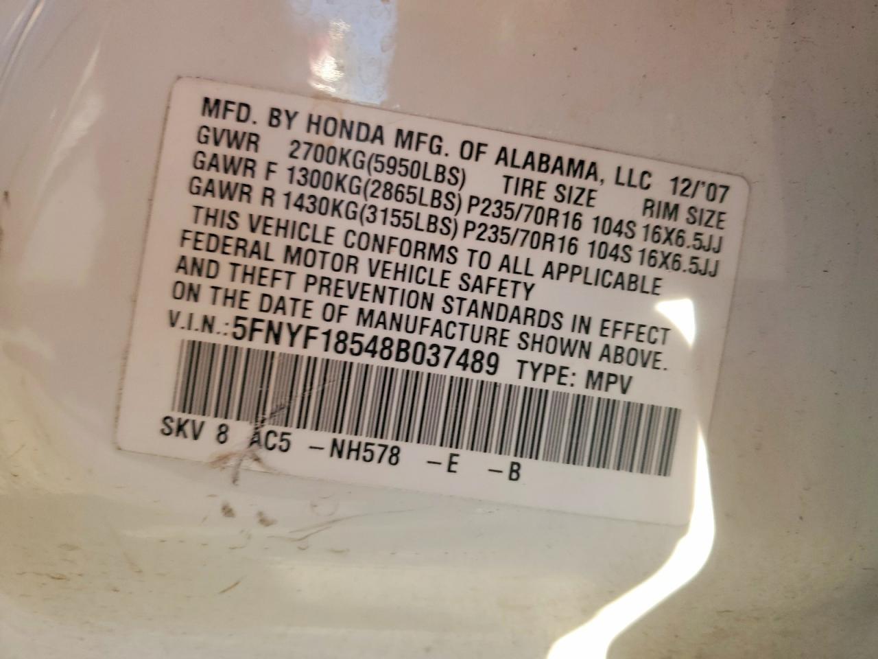2008 HONDA PILOT