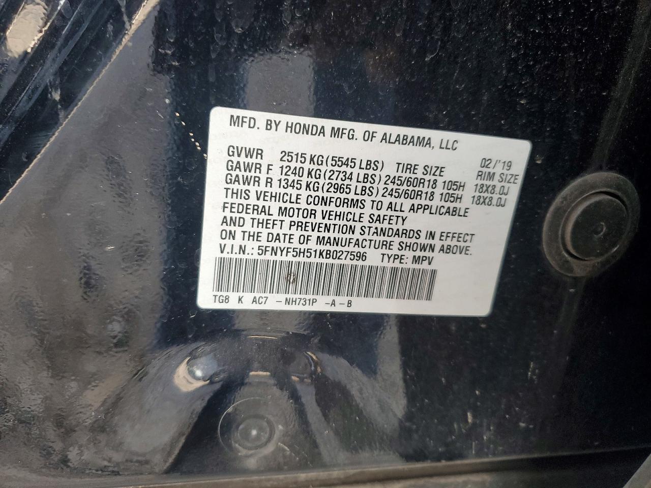 2019 HONDA PILOT