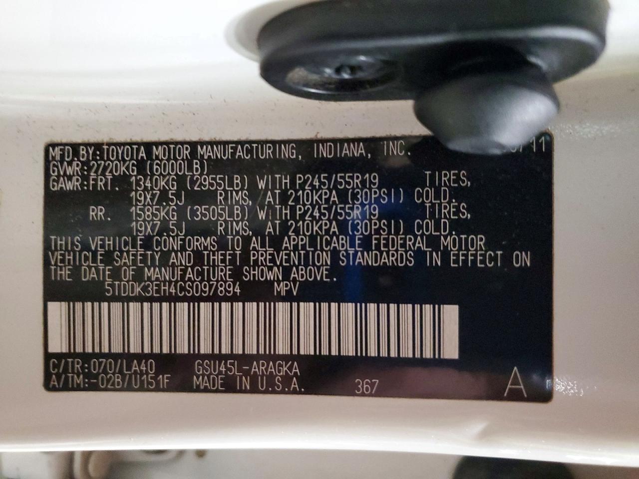 2012 TOYOTA HIGHLANDER