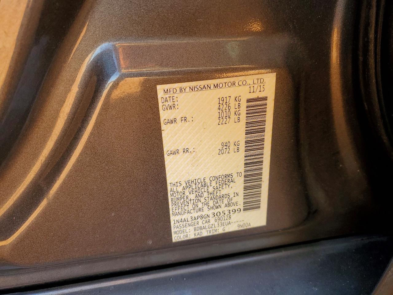 2016 NISSAN ALTIMA