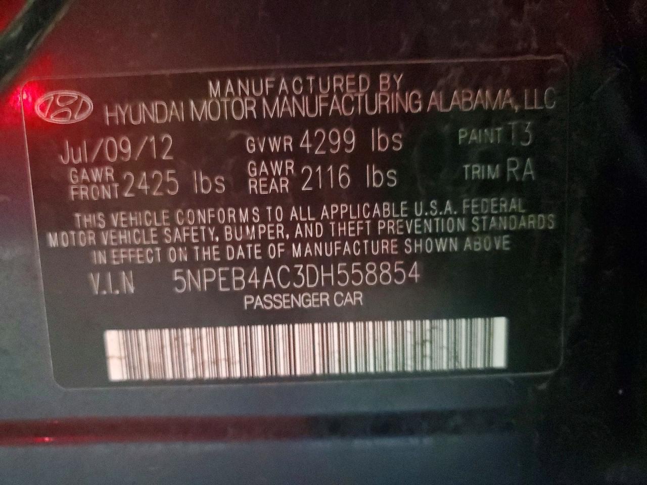 2013 HYUNDAI SONATA
