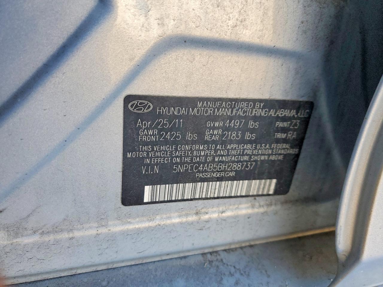 2011 HYUNDAI SONATA