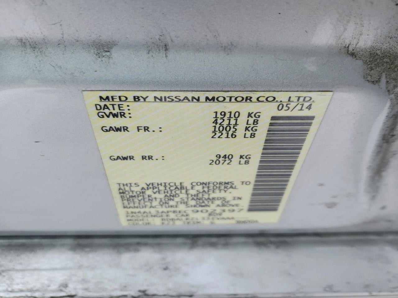 2014 NISSAN ALTIMA