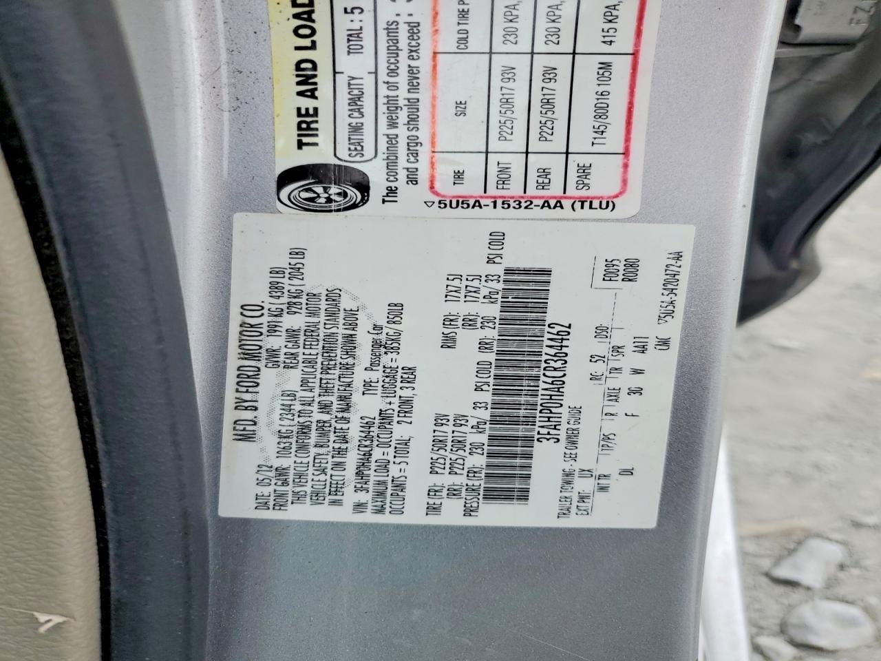 2012 FORD FUSION