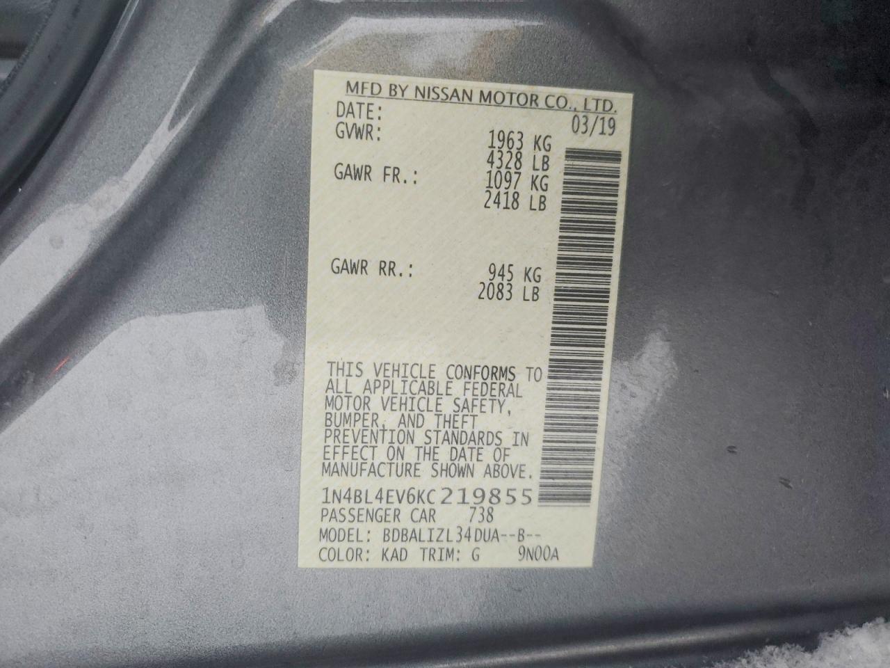 2019 NISSAN ALTIMA