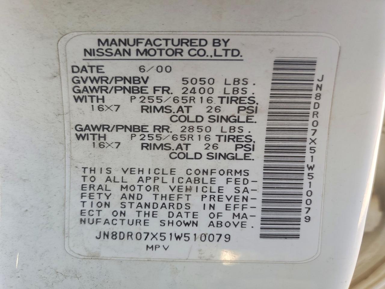 2001 NISSAN PATHFINDER