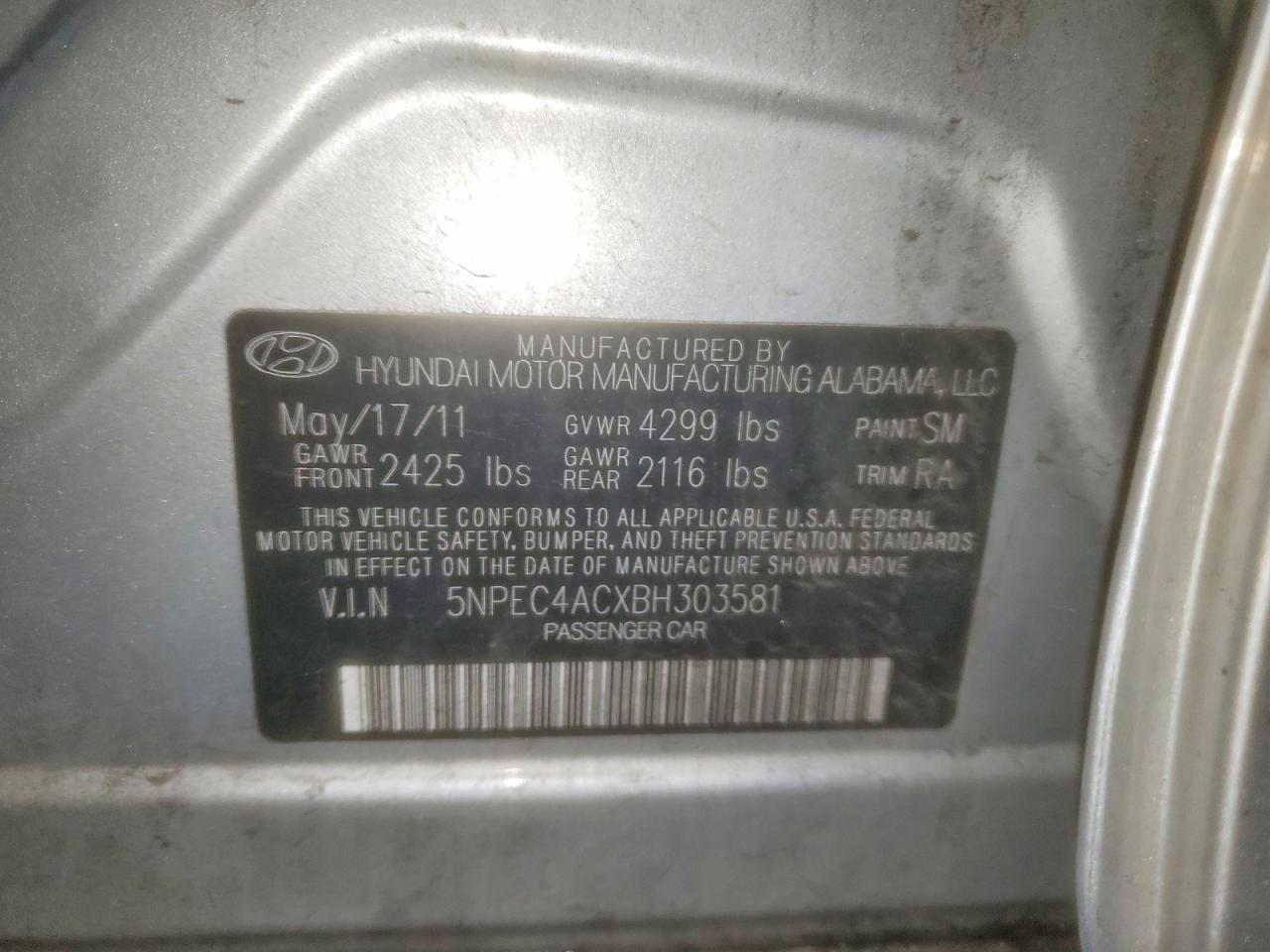 2011 HYUNDAI SONATA