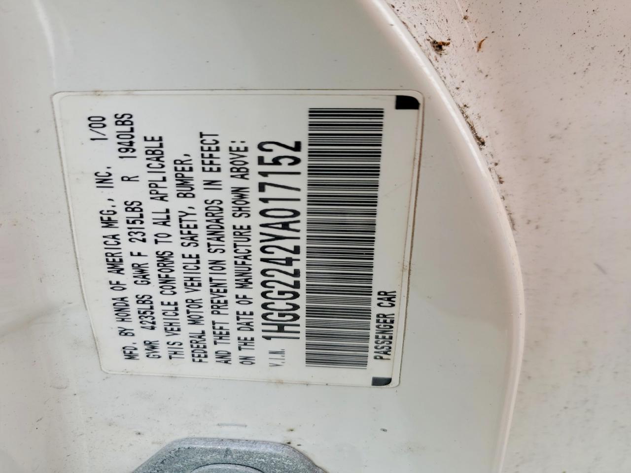 2000 HONDA ACCORD