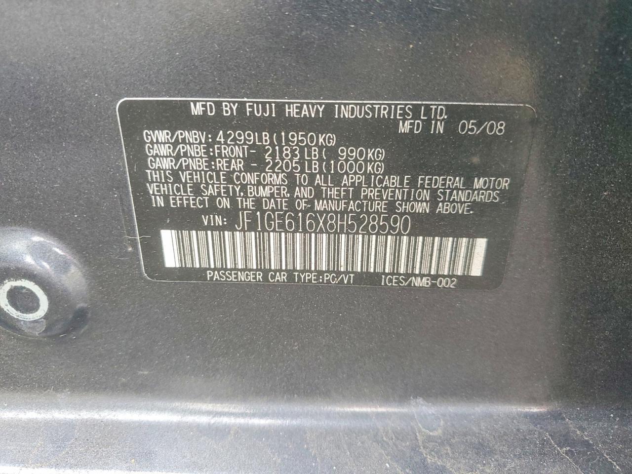 2008 SUBARU IMPREZA