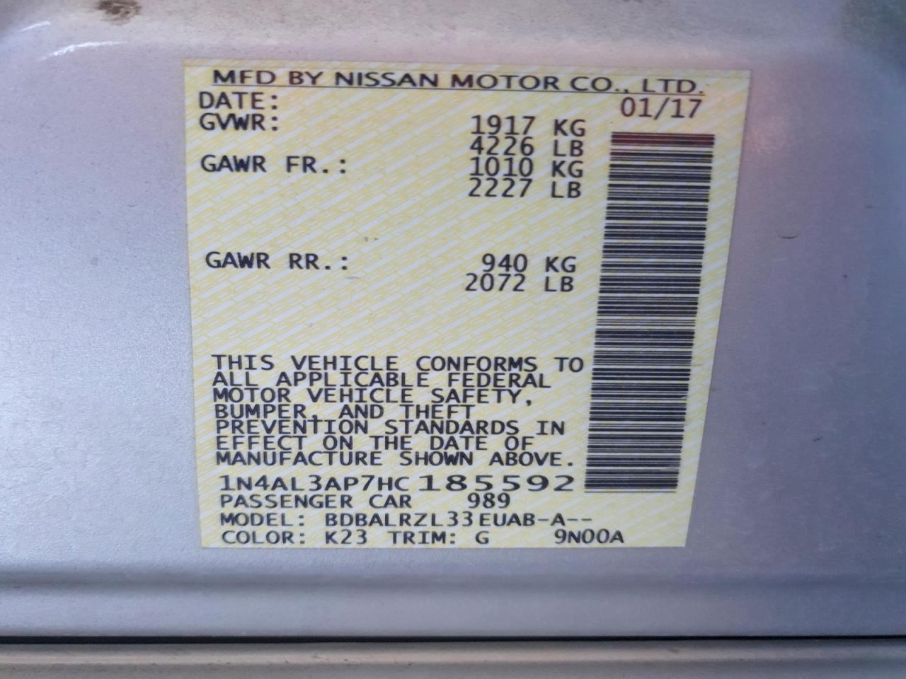 2017 NISSAN ALTIMA