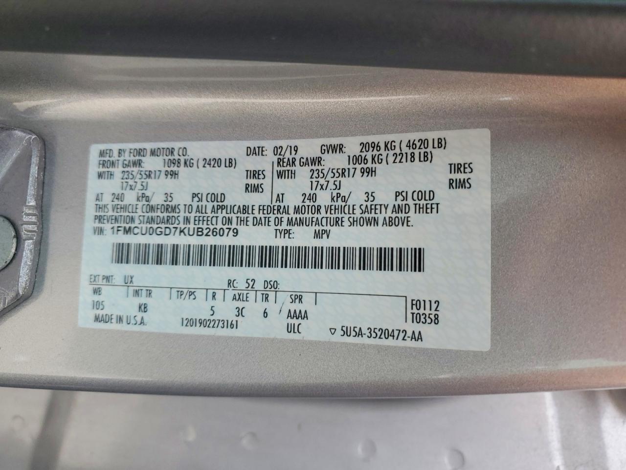 2019 FORD ESCAPE