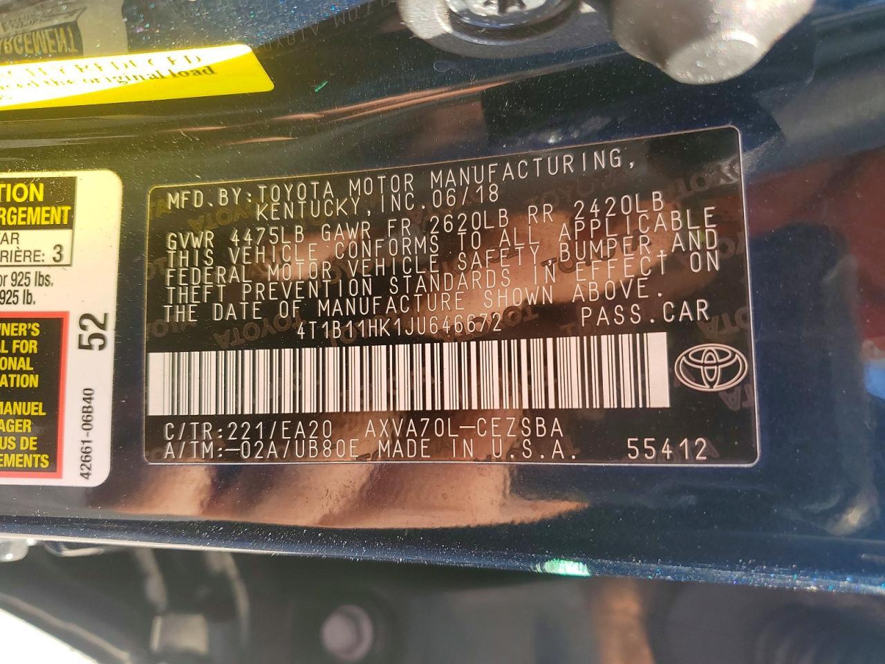 2018 TOYOTA CAMRY