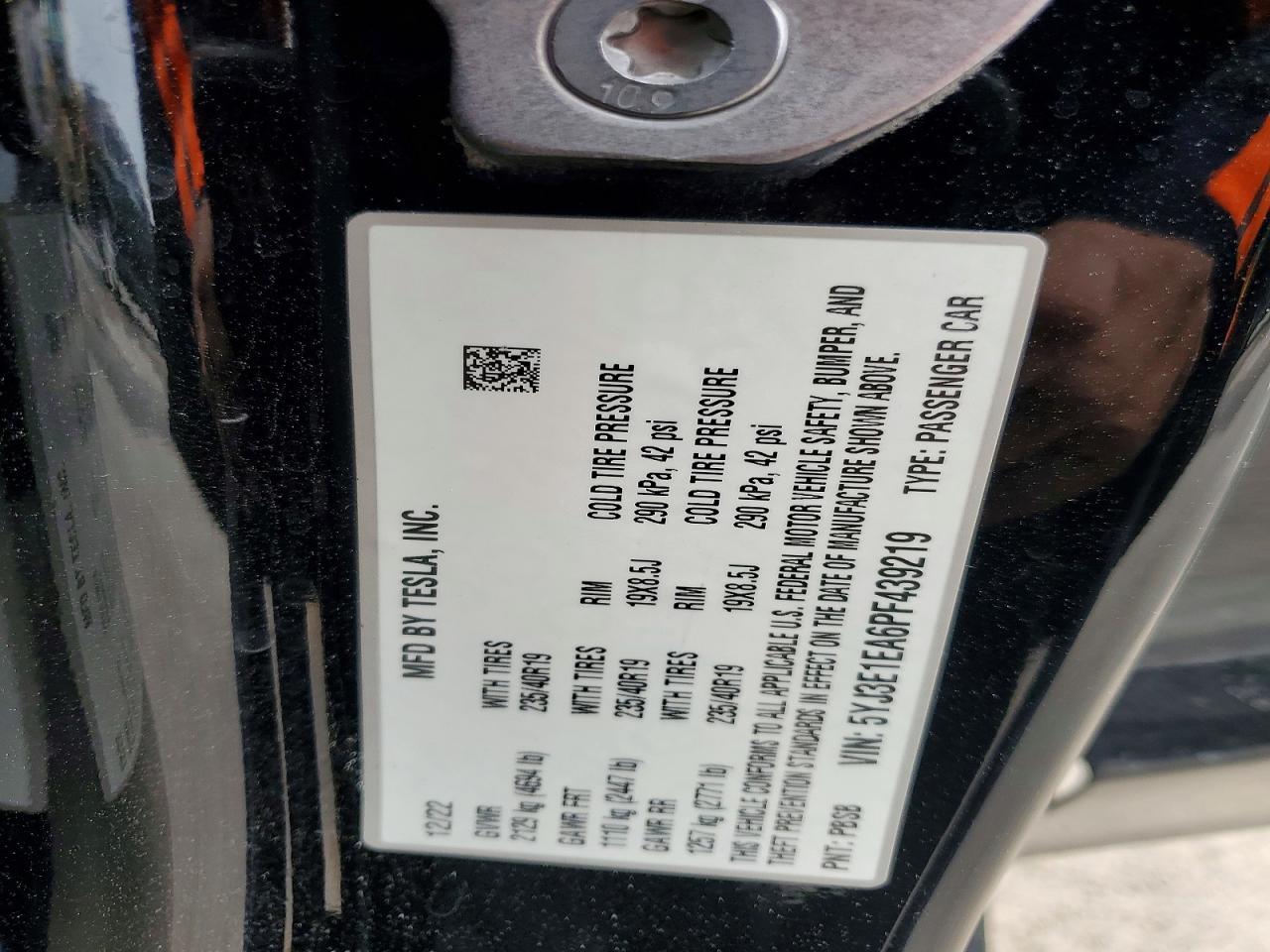 2023 TESLA MODEL 3