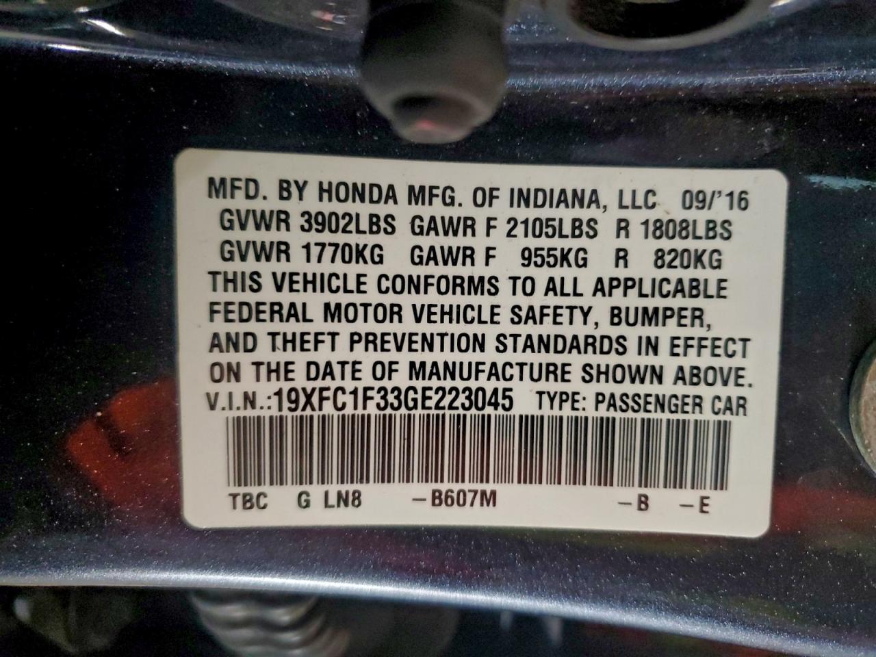 2016 HONDA CIVIC