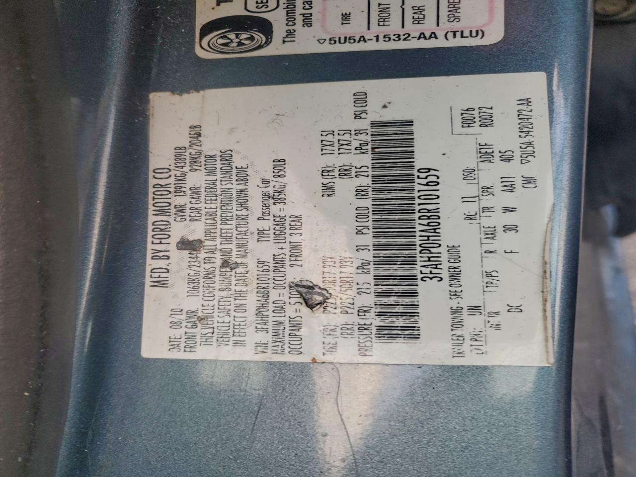 2011 FORD FUSION