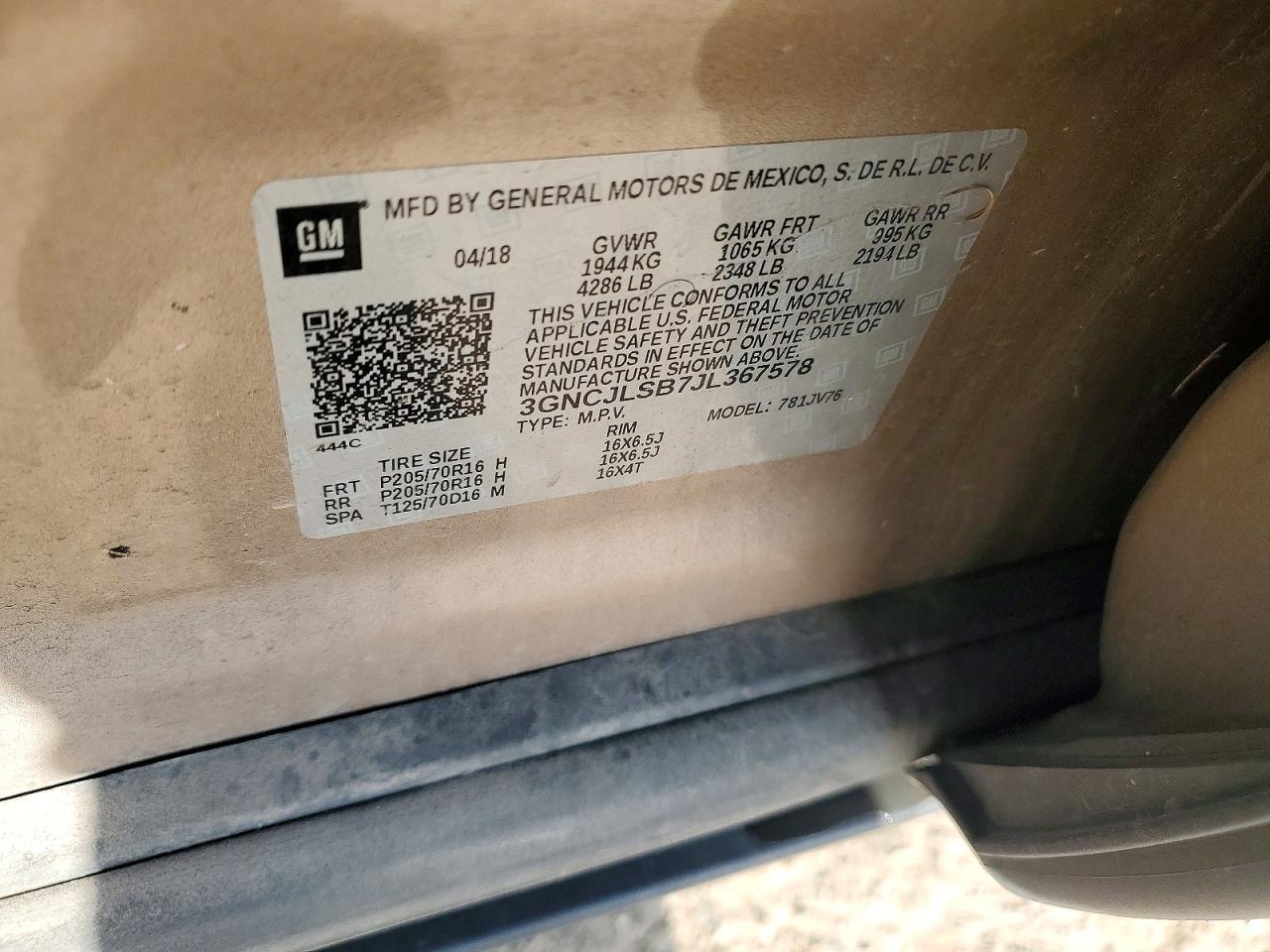 2018 CHEVROLET TRAX