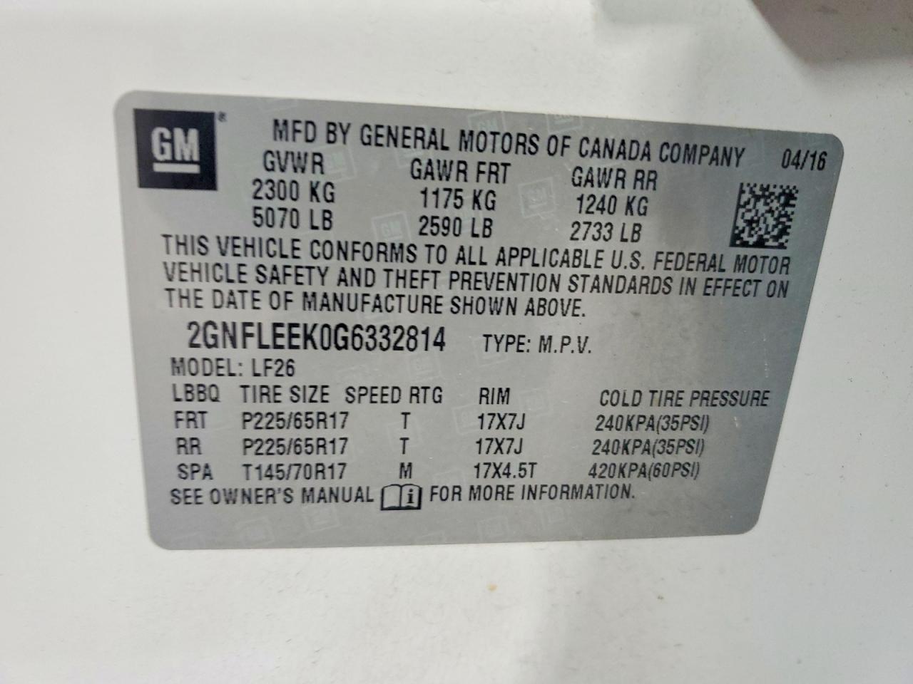 2016 CHEVROLET EQUINOX
