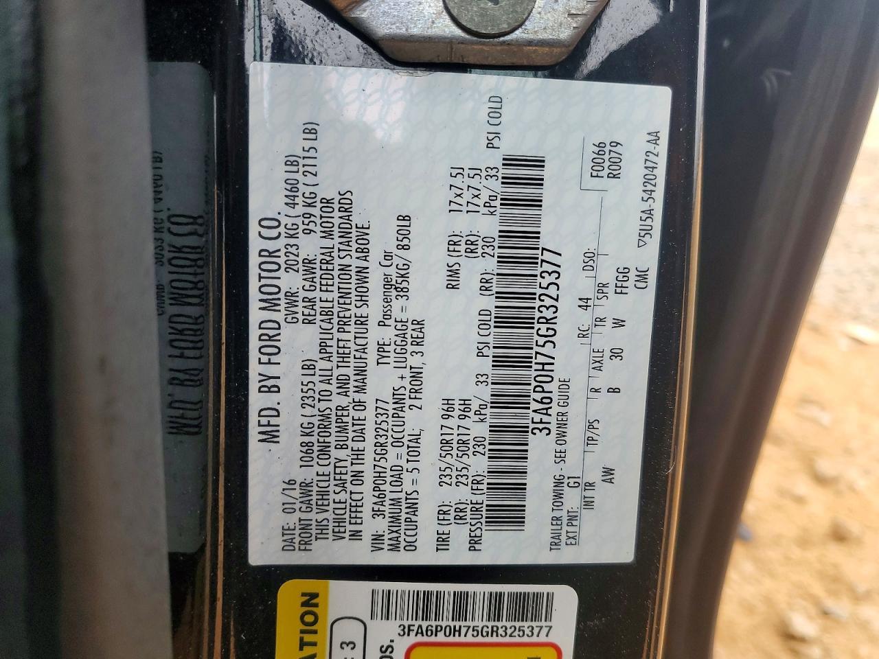 2016 FORD FUSION
