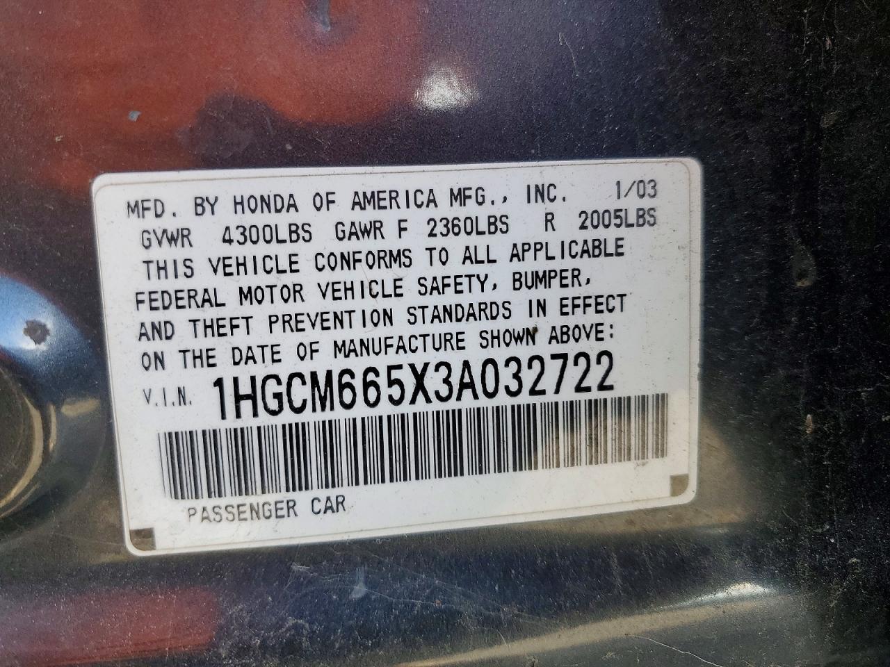 2003 HONDA ACCORD