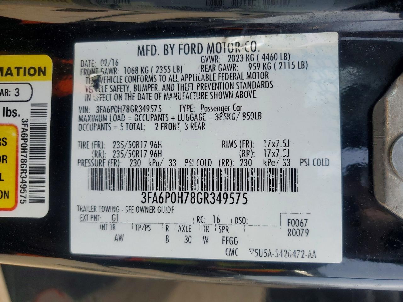 2016 FORD FUSION