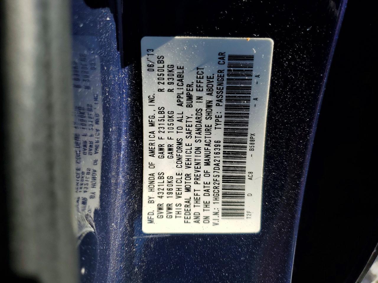 2013 HONDA ACCORD
