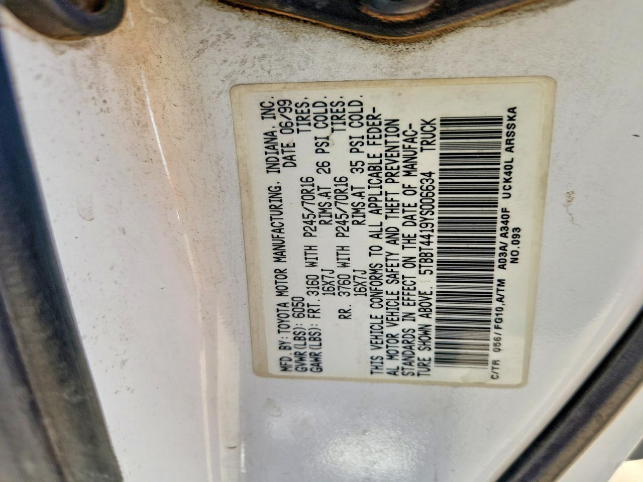 2000 TOYOTA TUNDRA