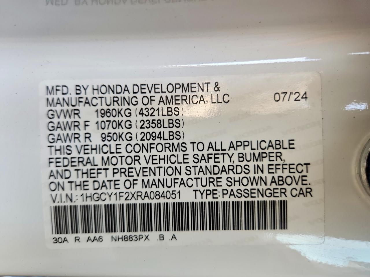 2024 HONDA ACCORD