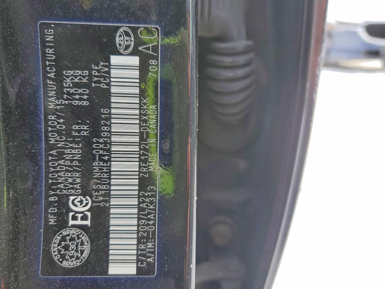 2015 TOYOTA COROLLA