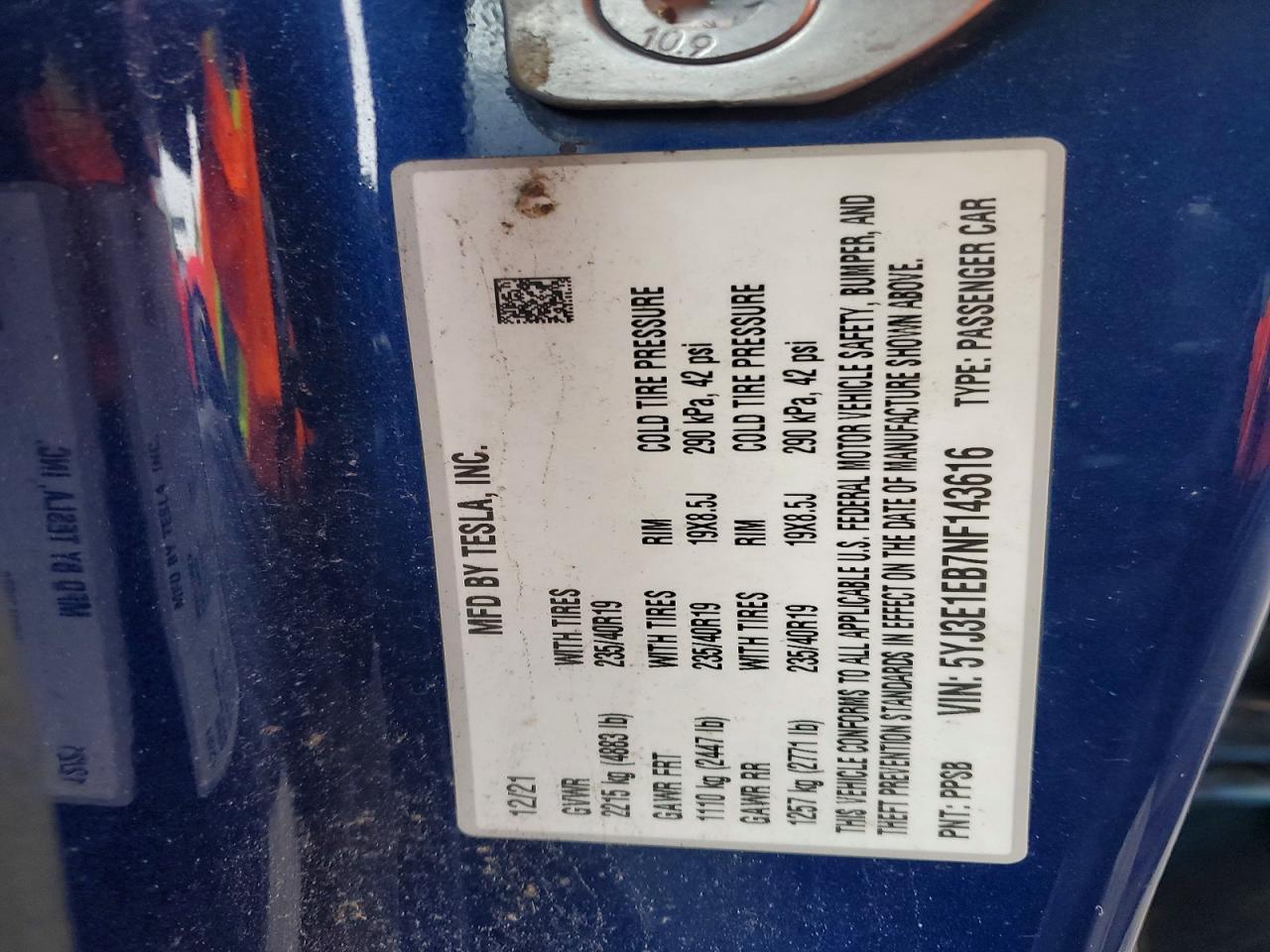 2022 TESLA MODEL 3