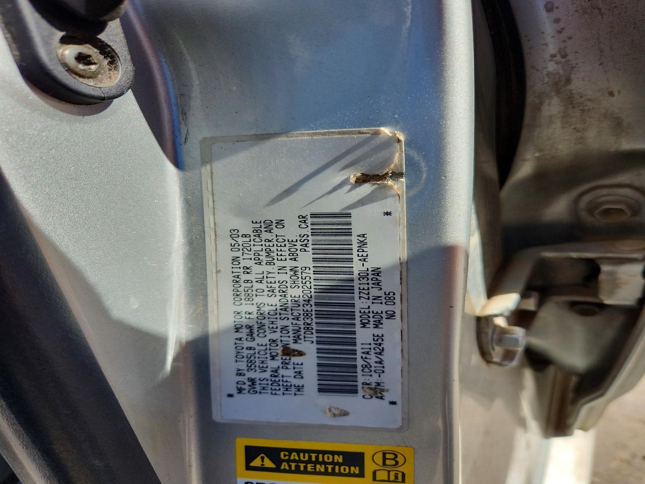 2004 TOYOTA COROLLA