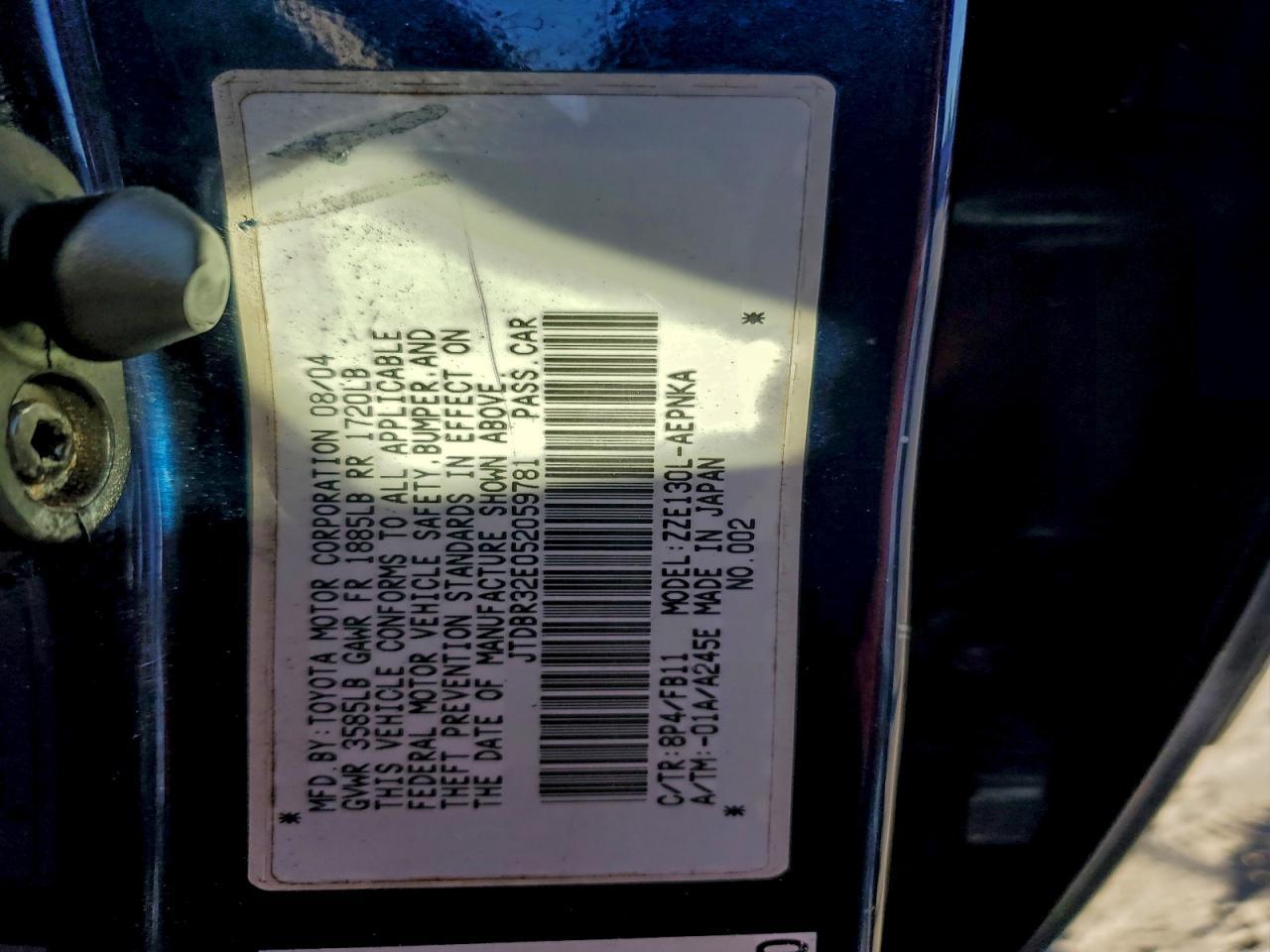 2005 TOYOTA COROLLA
