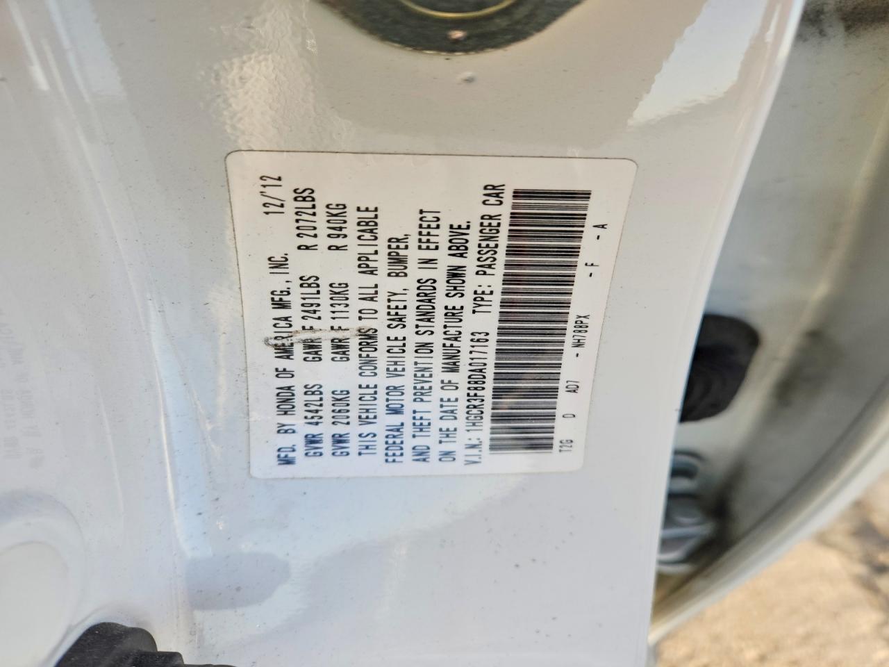2013 HONDA ACCORD