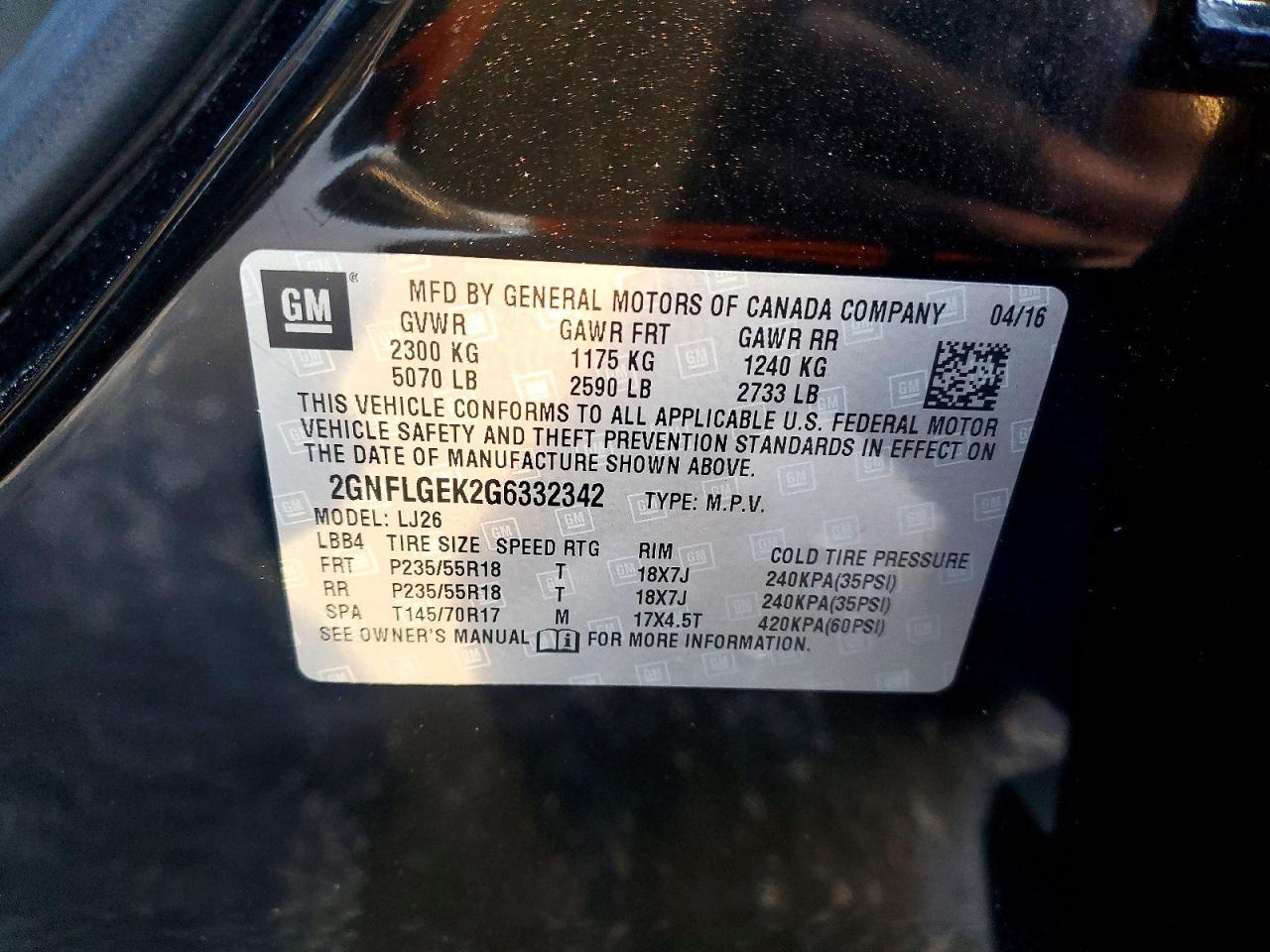 2016 CHEVROLET EQUINOX