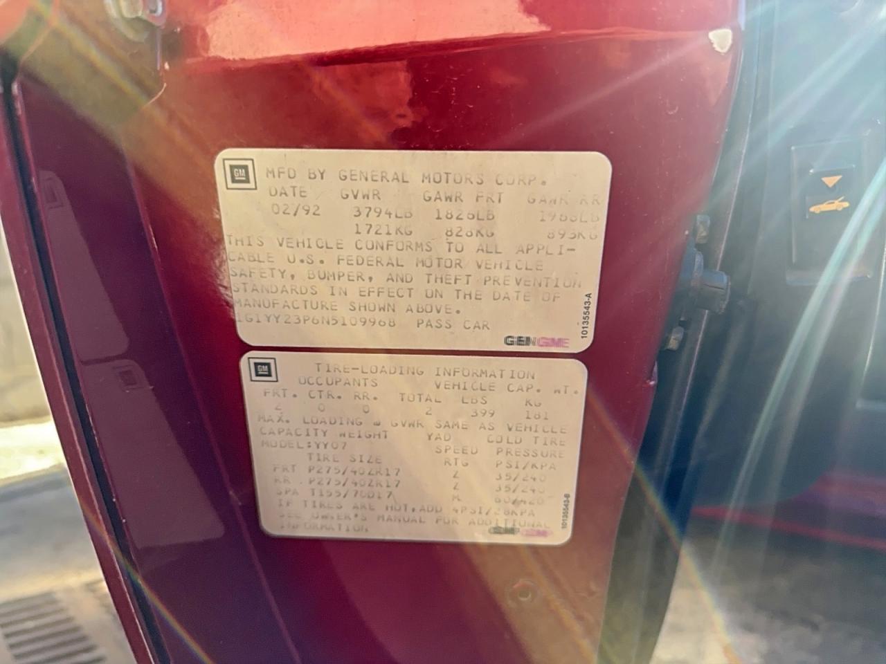 1992 CHEVROLET CORVETTE