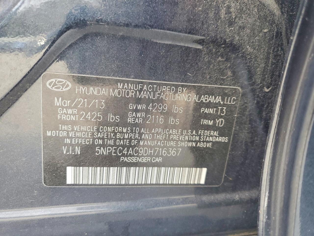 2013 HYUNDAI SONATA
