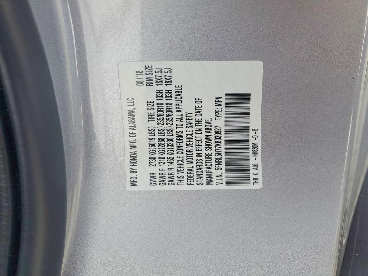 2019 HONDA ODYSSEY