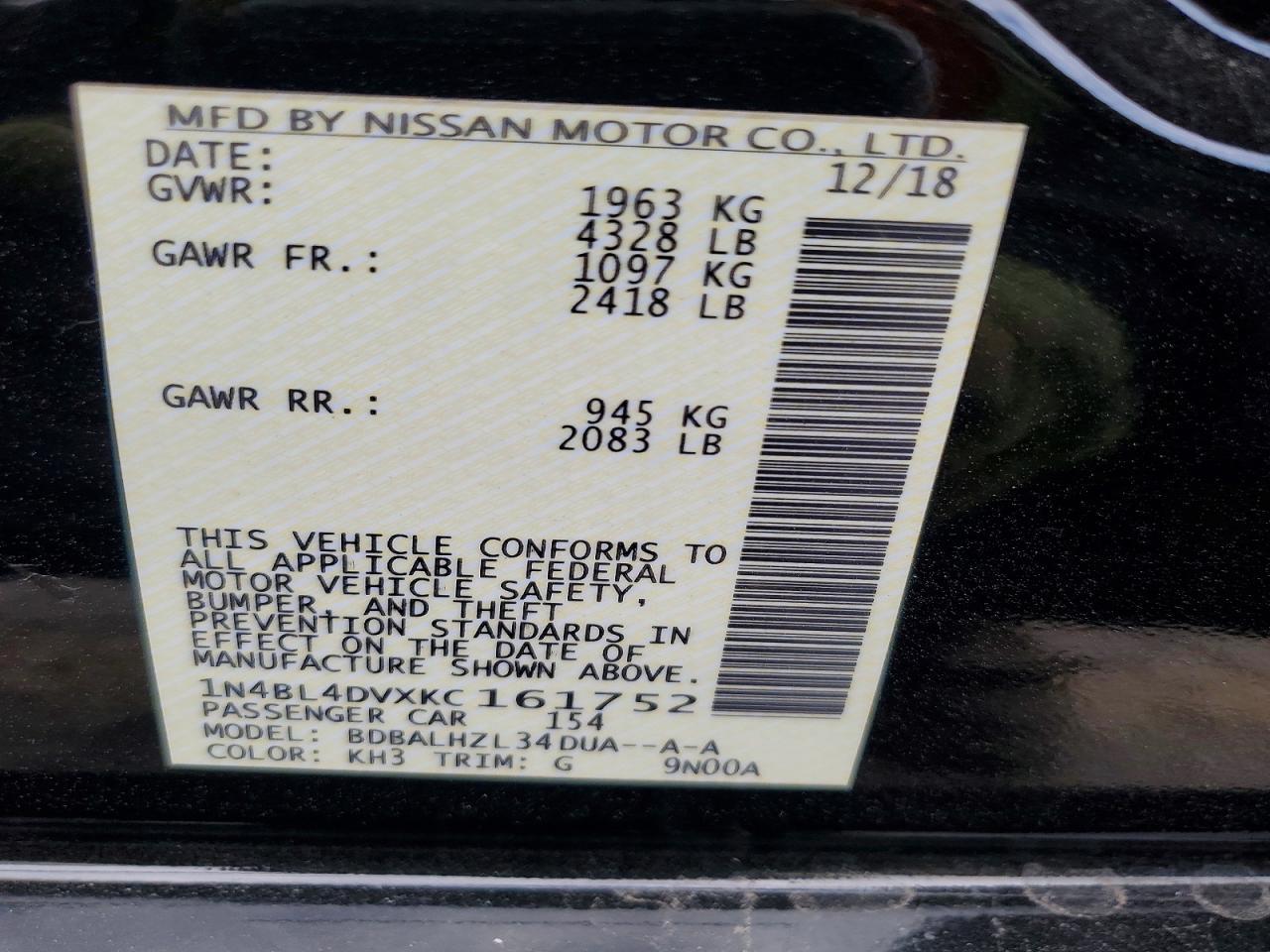 2019 NISSAN ALTIMA