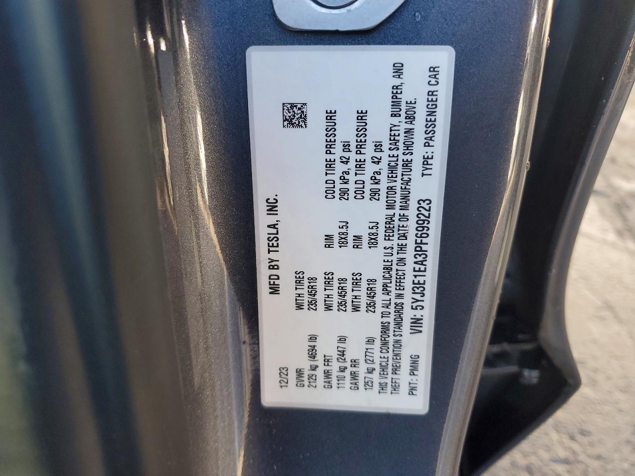 2023 TESLA MODEL 3