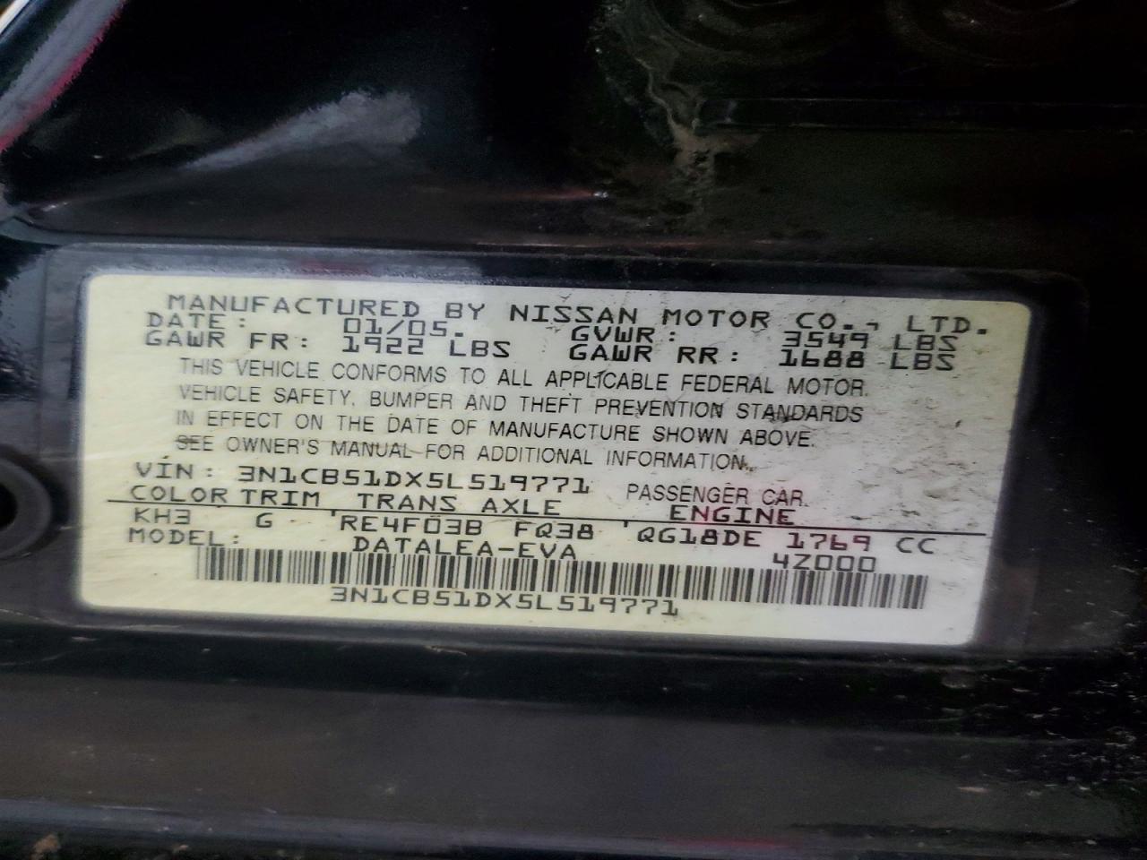 2005 NISSAN SENTRA