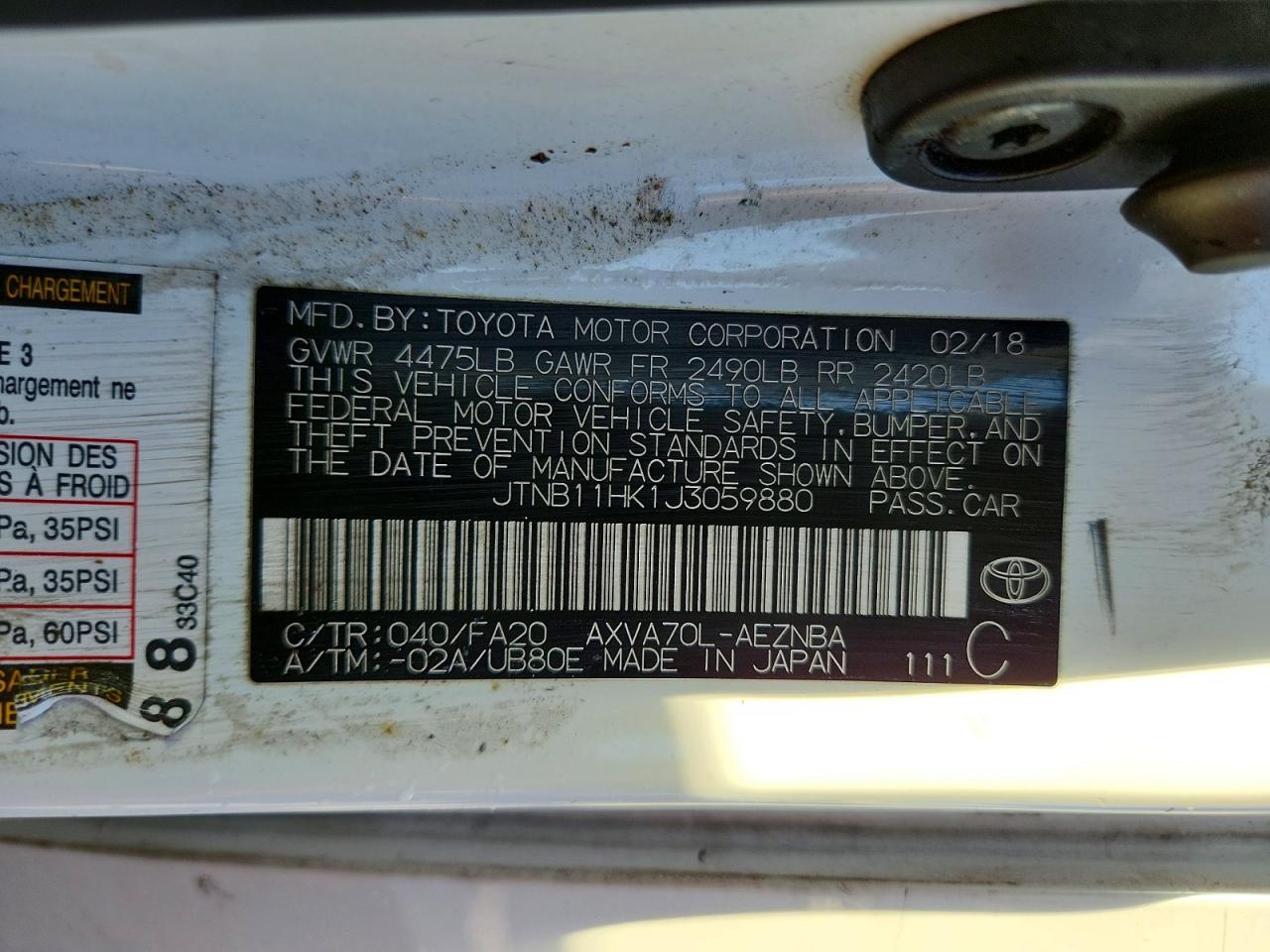 2018 TOYOTA CAMRY