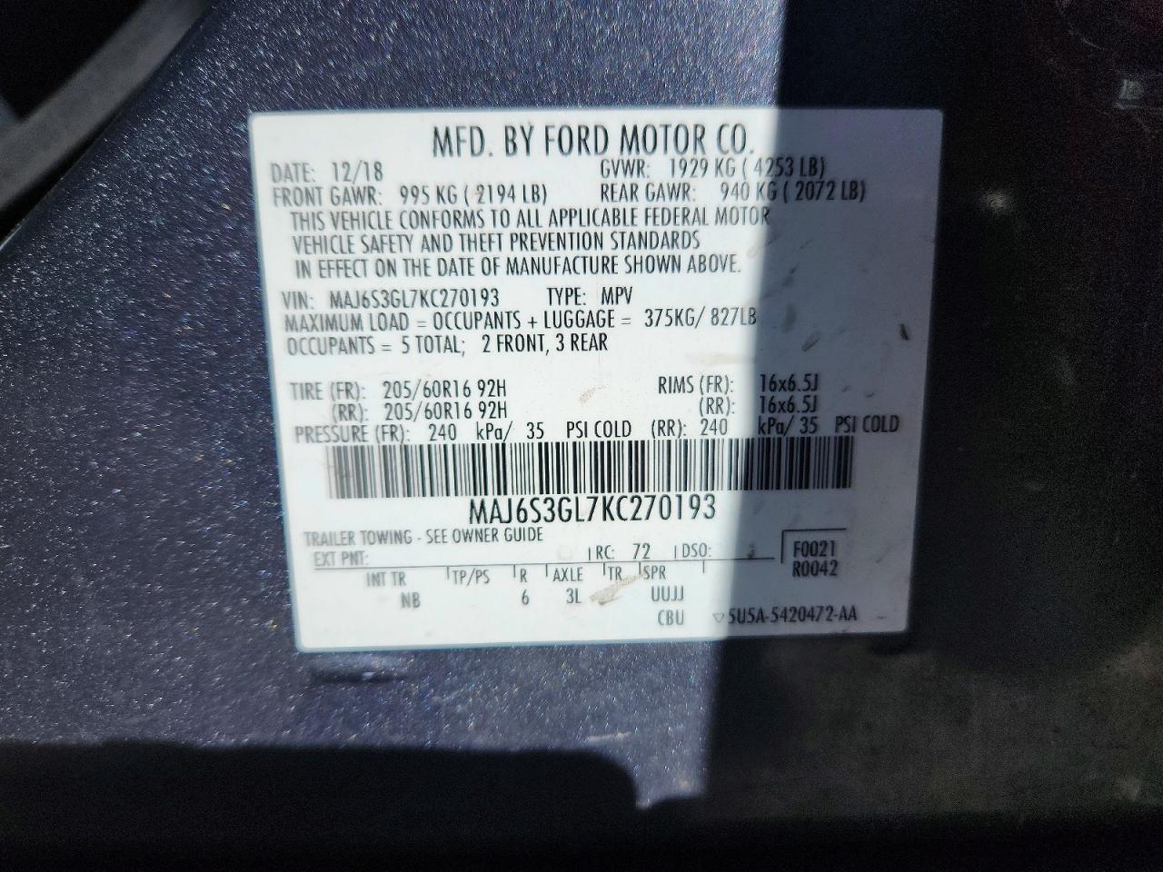 2019 FORD EcoSport