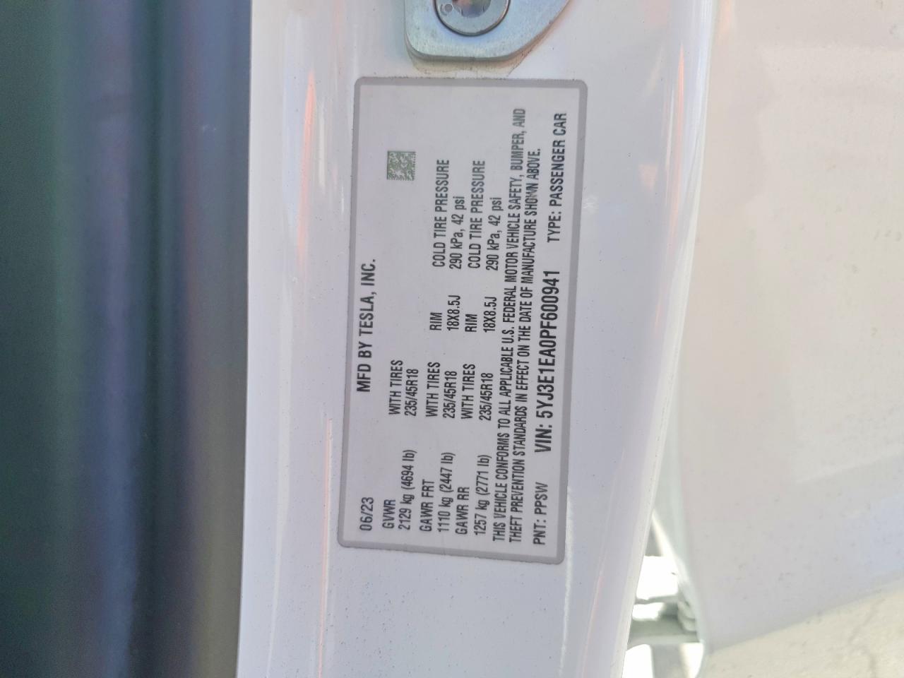 2023 TESLA MODEL 3