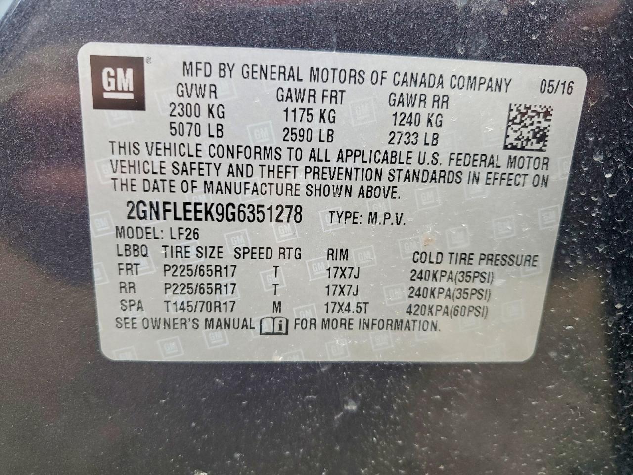 2016 CHEVROLET EQUINOX