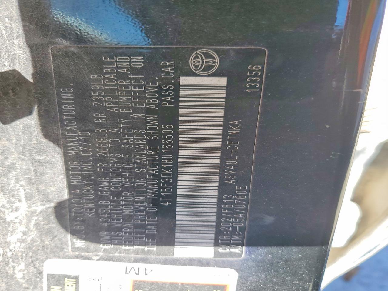 2011 TOYOTA CAMRY